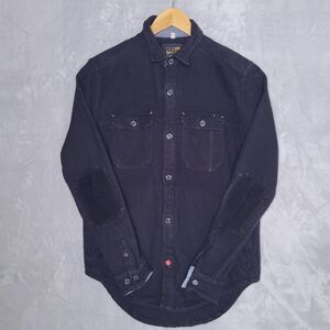 CPO PROVISIONS Black Heavy Weight Shirt Jacket Sz XS Workwear Leather Details